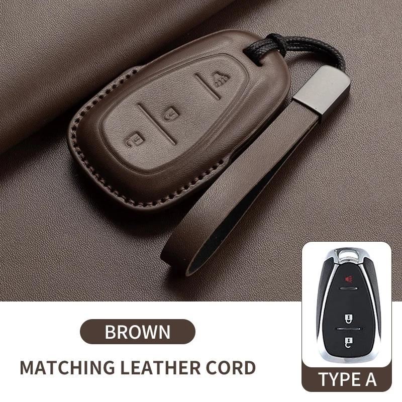 Leather Car Key Case Cover Holder Keychain Shell for Chevrolet 2017 2018 2019 Malibu Camaro Cruze Traverse Sonic Volt Equinox