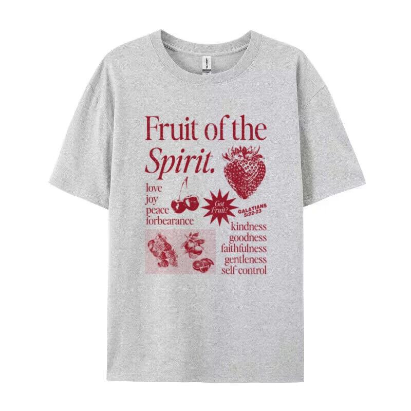 Retro Fruit of Spirit Bible Verse T Shirt Women Cool Religious T-Shirts Aesthetic Jesus Faith Tshirts Christian Clothes Gift