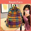 Neue Koreanische Stil Plüsch Farbblock Gitter Kontrast Schultertasche Große Kapazität Studentenrucksack Reise Damen und Herren Tasche