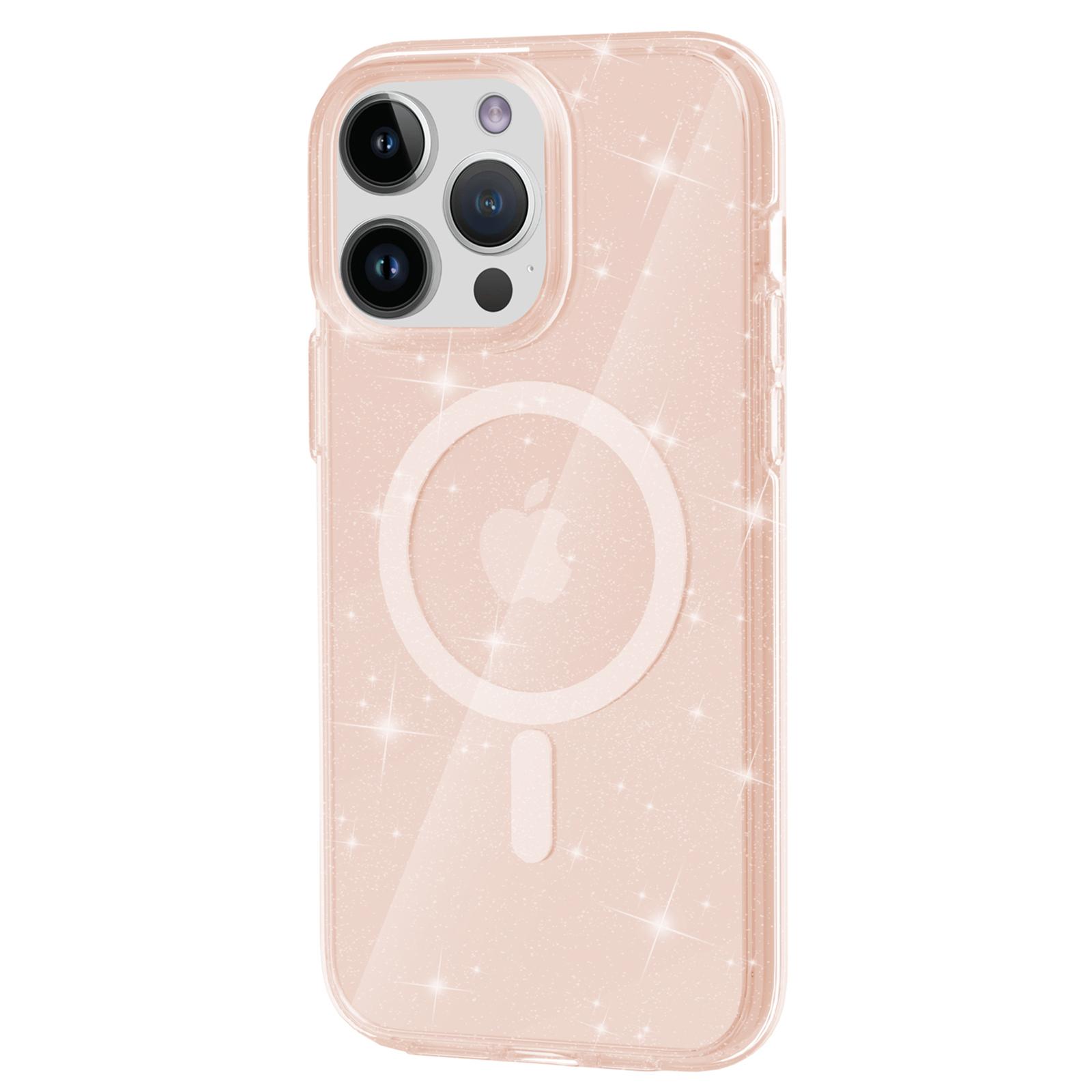 

Glitter Case for iPhone 15 Pro,Hard PC+Soft TPU Compatible with MagSafe Anti-drop Phone Cover Gold