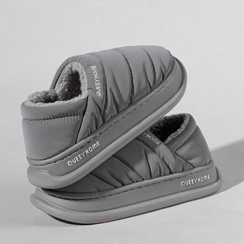 Hemma Vinter Damtofflor Plyschinsida Halkfri Sula Tjock Botten Vattentät Skoöverdel Stängd Häl Varm Toffel Man