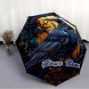 1PC Custom Name Elegant Raven Artwork Automatic Folding Umbrella Compact Travel Umbrella for Men & Women, Ideal Gift for Christmas, Birthdays, Hallowe