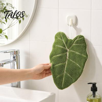Hanging Loop Hand Towel Leaf Shape Towel, Soft Absorbent with Loop, Decorative Shaped Cute Maple Ginkgo Design for Kitchen Bathroom Drying