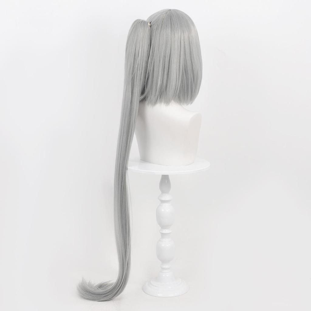 Shang Ni Si Reincarnation Petals Grey Capital Luoh Buffett Simulation Scalp Cosplay Wig with Side Ponytail
