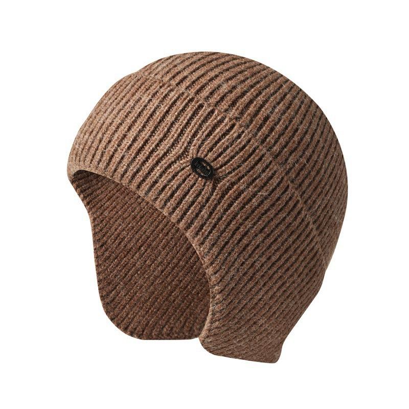 Autumn and Winter Knitted Hats Men and Women Solid Color Thermal Ear Caps Outdoor Riding Wool Caps Ski Pullovers