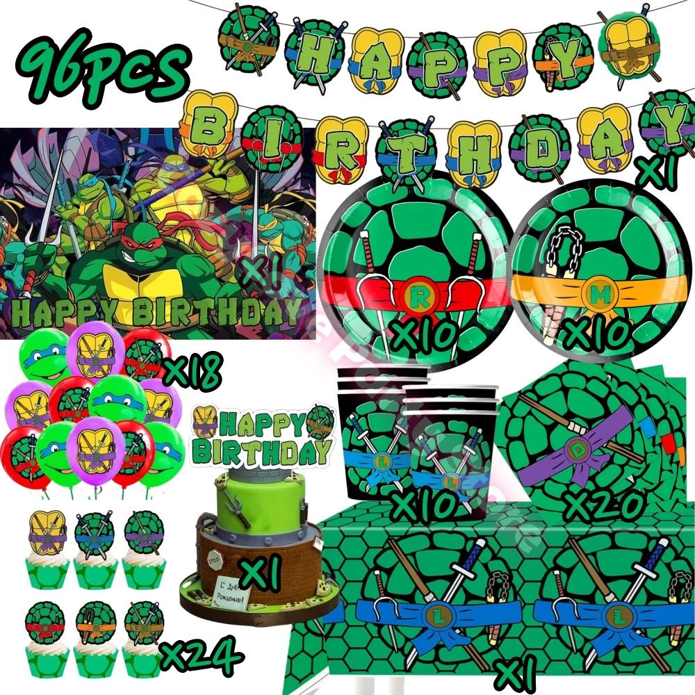 Cartoon Turtles Birthday Party Decoration Favors Cups Plates Stickers Bunting Flag Balloons For Kids Favors Baby Shower Supplies