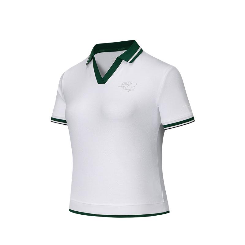 Anta Color Block Simple Versatile Soft Short Sleeve Polo Shirt Women tops 162638106-1 S