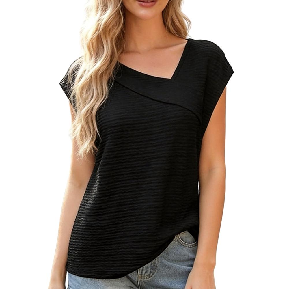 Women s Solid-Color V-Neck Casual Short-Sleeve T-Shirt S