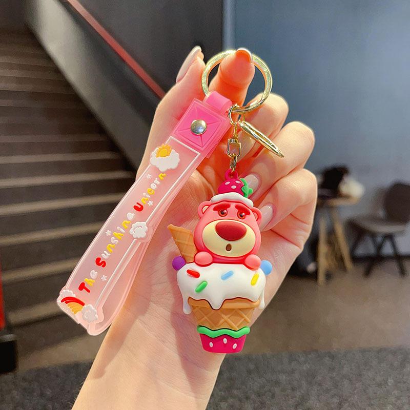 

Disney Stitch Strawberry Bear Heart Pendant Keychain Winnie The Pooh Heart Valentines Day Gift Travel Backpack Accessory Charm A