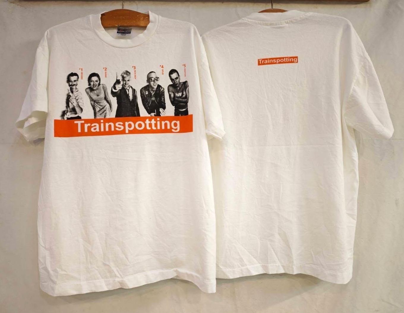 Vintage 1996 Trainspotting 90s Indie Y2K UK Movie White Size L REPRINT Unisex T-Shirt S