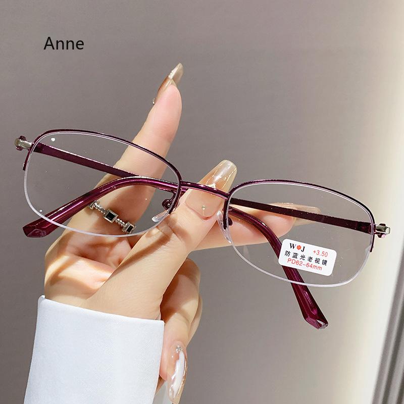 Fashionable Metal Half-frame Presbyopia Glasses Anti-blue Light HD Reading Glasses Women's Eyepieces Diopter To +4.0 óculos