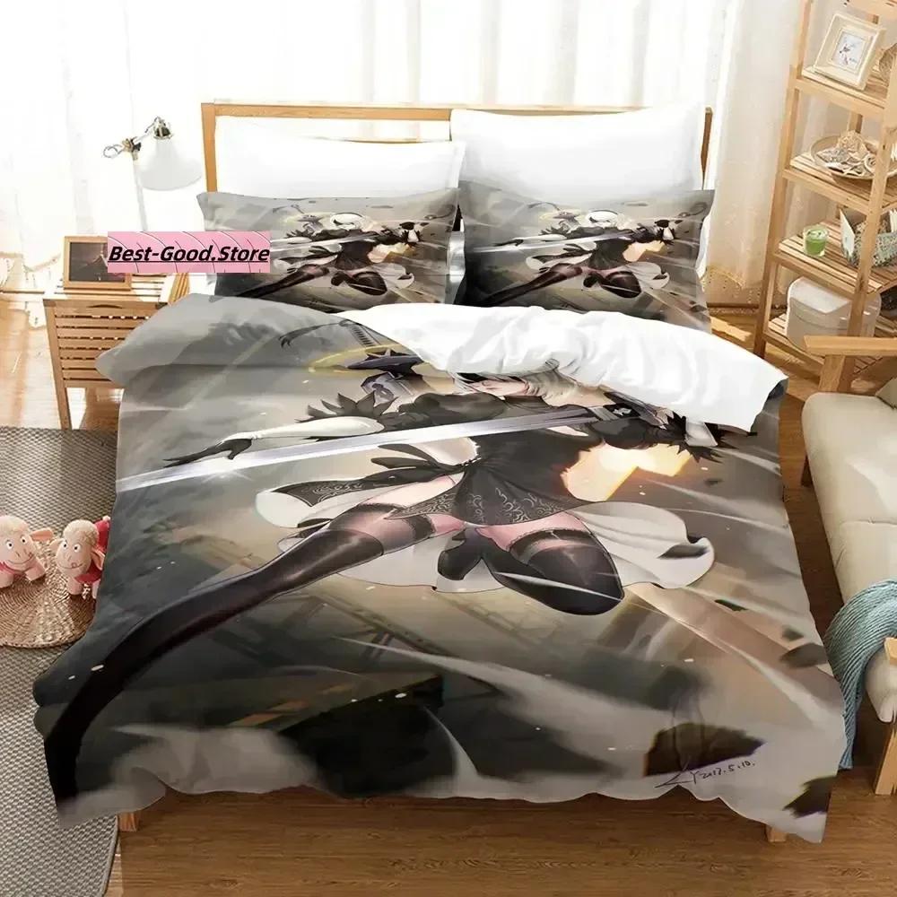 NieRAutomata Bedding Set Single Twin Full Queen King Size Bed Set Aldult Kid Bedroom Duvetcover Sets 3D Print Game Kawaii