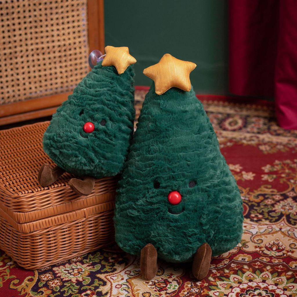 Festive Christmas Tree & Gingerbread Man Plush Cushion, New Year Gift & Wreath