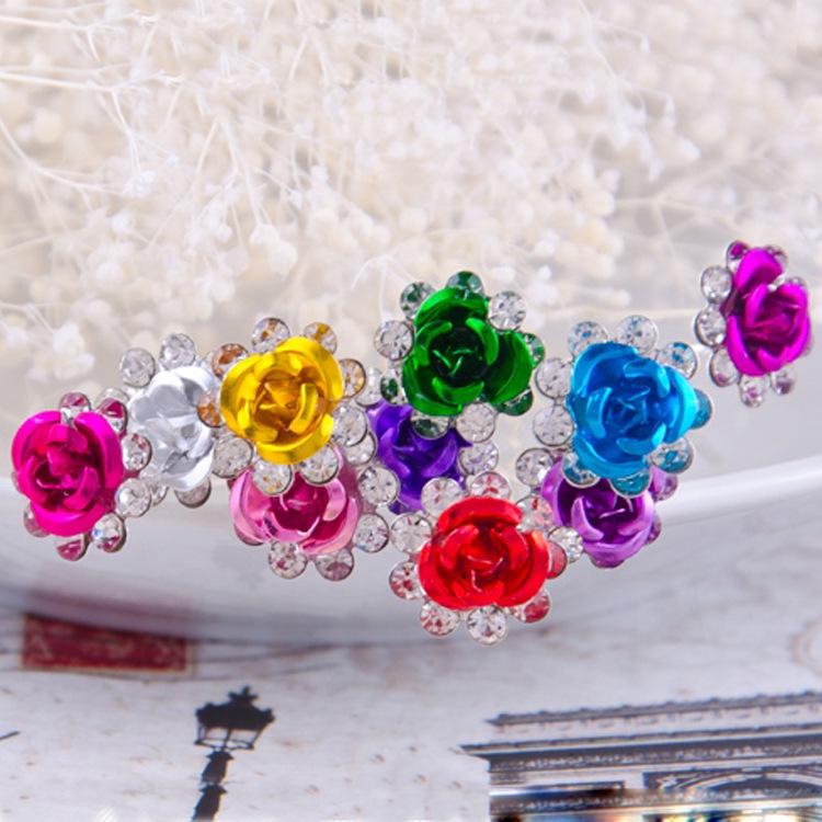 

Alloy Diamond Rose Bridal Hair Fork U-Shaped Hairpin Flower Headdress розовый