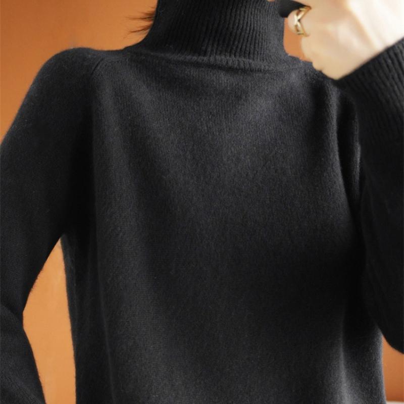 GMXIA Autumn and Winter Half-high Neck Pullover Jumper Female Inner Non-cashmere Long-sleeved Thickened Knitted Bottoming Shirt Loose Tops