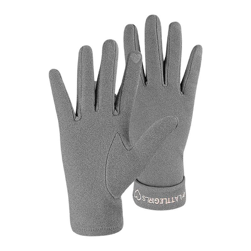 Autumn Winter Thin Korean-Style Tencel De Velvet Touchscreen Gloves Single-Layer Outdoor Cycling Driving Warm Womens Gloves