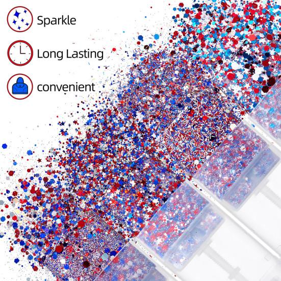 Independence Day Body Patriotic USA Glitter Stick Face Hair Flag Glitter Accessories Sparkling