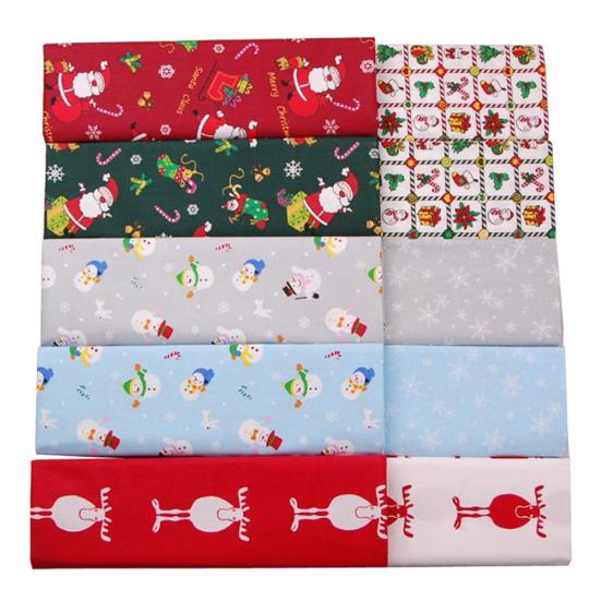 6Pcs/10Pcs Christmas Style Print Cotton Fabric DIY Patchwork Sewing Accessories