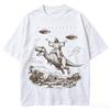 2026 Hot Sale Cartoon Dinosaur Print Fashion Tshirt Unisexs Unisex Distressed Vintage Tee Student Fashion Design Vacation Top