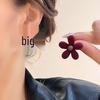 Elegant Retro Hong Kong Style Minimalist Silver Flower Earrings for Women