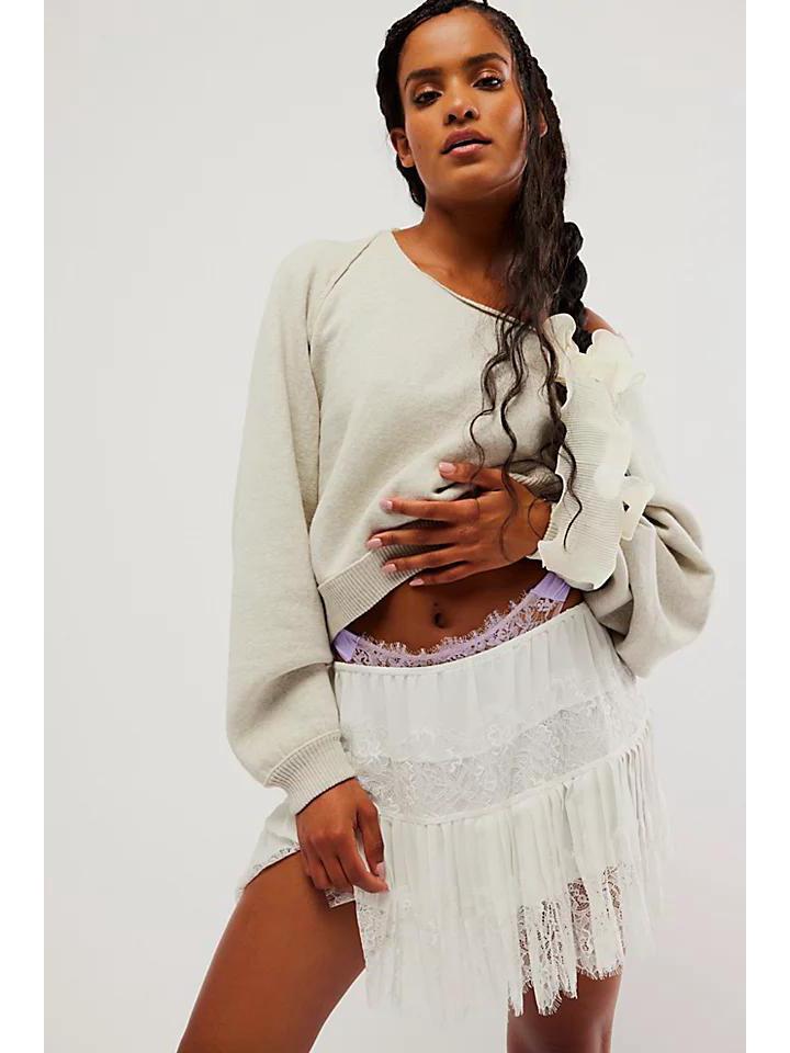 High Waist Irregular Lace Ballet Skirt - Versatile Short Solid Color