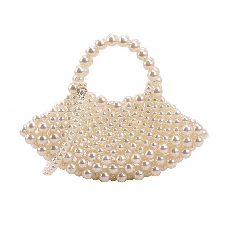 Bag summer new 2025 Mori foreign style Internet celebrity pearl woven bag ins wind one shoulder oblique fairy beach bag