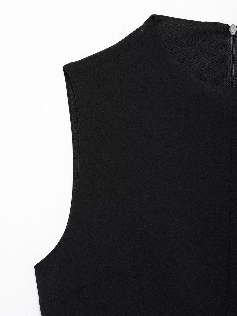 TAOP&ZA Women's Elegant Belted Faux Fur Panelled Dress for Early Spring