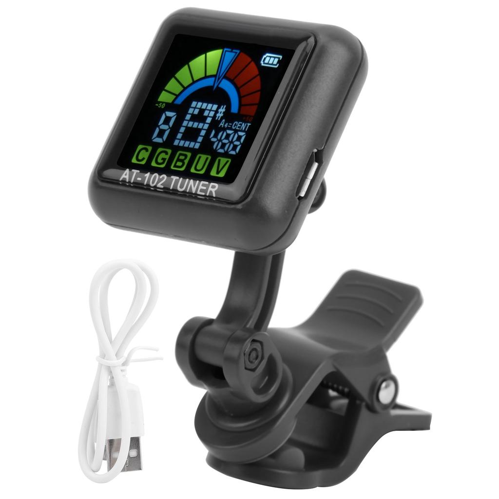 Guitar Clipon Tuner USB Rechargeable Builtin Battery Violin Ukulele AT102 Guitar Clip on Tuner Guitar Tuner Ukulele Tuner