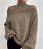 Women's Off-Shoulder Lantern Sleeve Knit Sweater, 2025 Autumn/Winter Collection