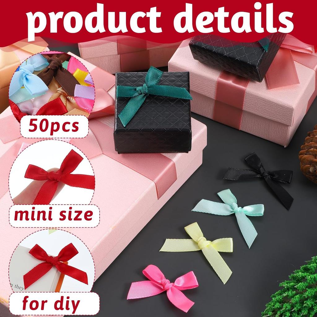 100 PZ Mini Fiocchi per Artigianato, Piccoli Fiocchi di Nastro per Artigianato, Accessori Decorativi Fiocchetto Multicolore.