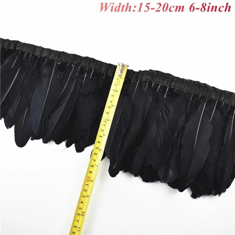 1Meters Black White Feathers for Needlework Ribbon Tape Fringe Feather Trim Pheasant Turkey Ostrich Goose Marabou Sewing Clothes