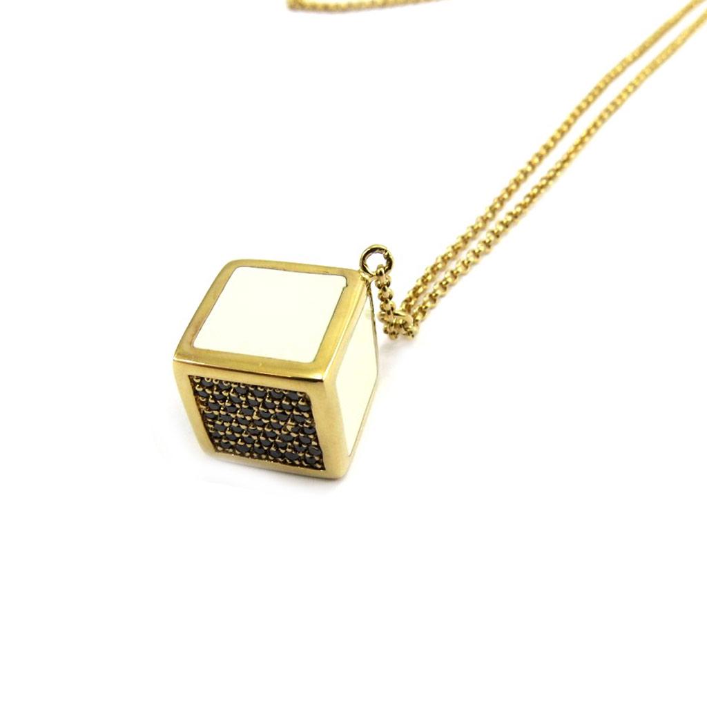 Altesse [L5355] - Gold Plated Necklace 'Calypso' Black White