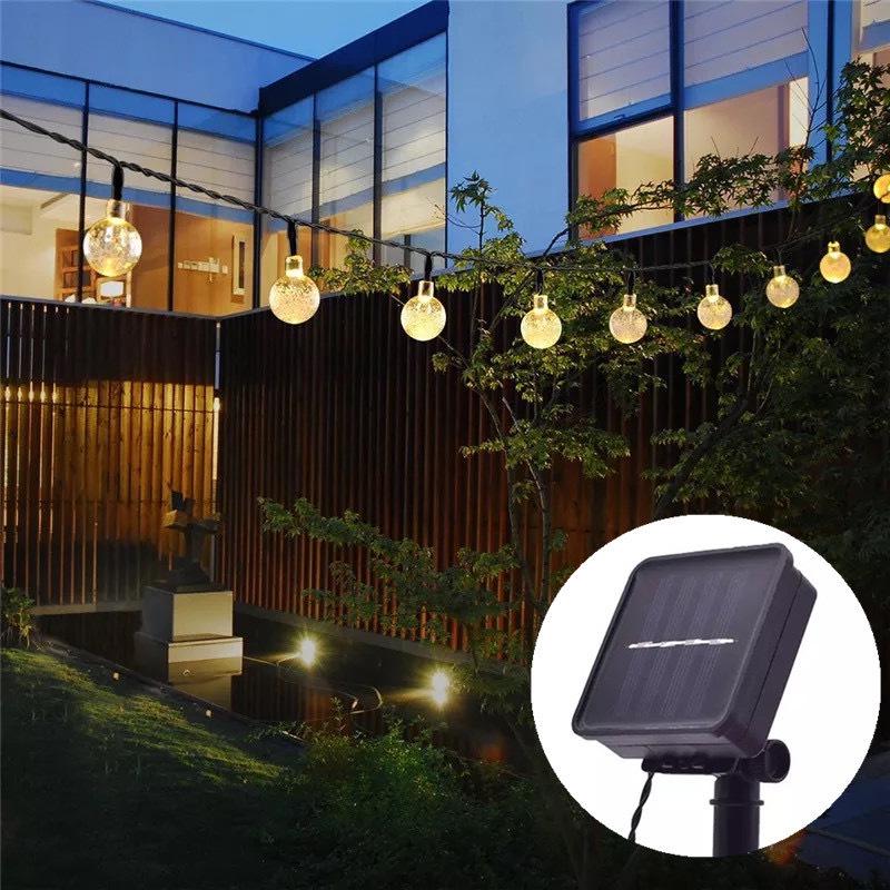 LED Solar-Powered Crystal Ball Fairy String Lights for Outdoor Christmas Decor