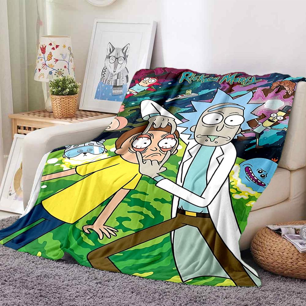 1pc Rick and Morty Blanket Lightweight Flannel Throw For Sofa, Bed, Travel, Livingroom, Office, Couch, Chair, And Bed