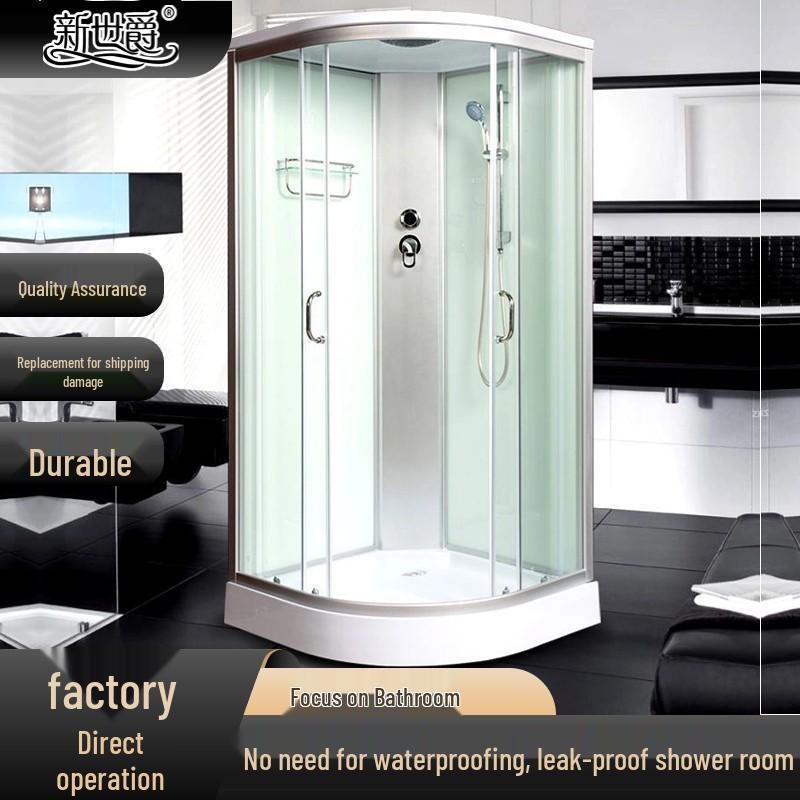 Arc-Shaped Integrated Shower Room with Warm Air and Water Barrier