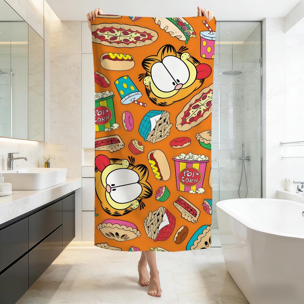 cute fun cartoon art cat Towel soft Beach Towels Trip swim Pool bathing G-GarfieldS Towel Gym Spa home Decor Gift Holiday