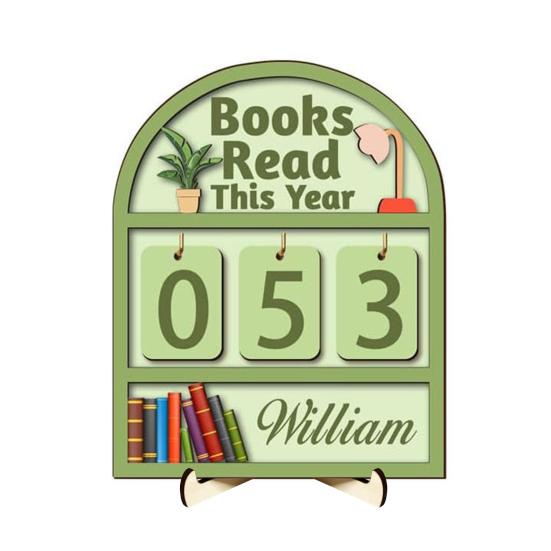 Book Read This Year Counter Sign Reading Tracker Plaque Bookshelf Decoration Handmade Wood Reading Challenge Tracker Book Lovers Gift