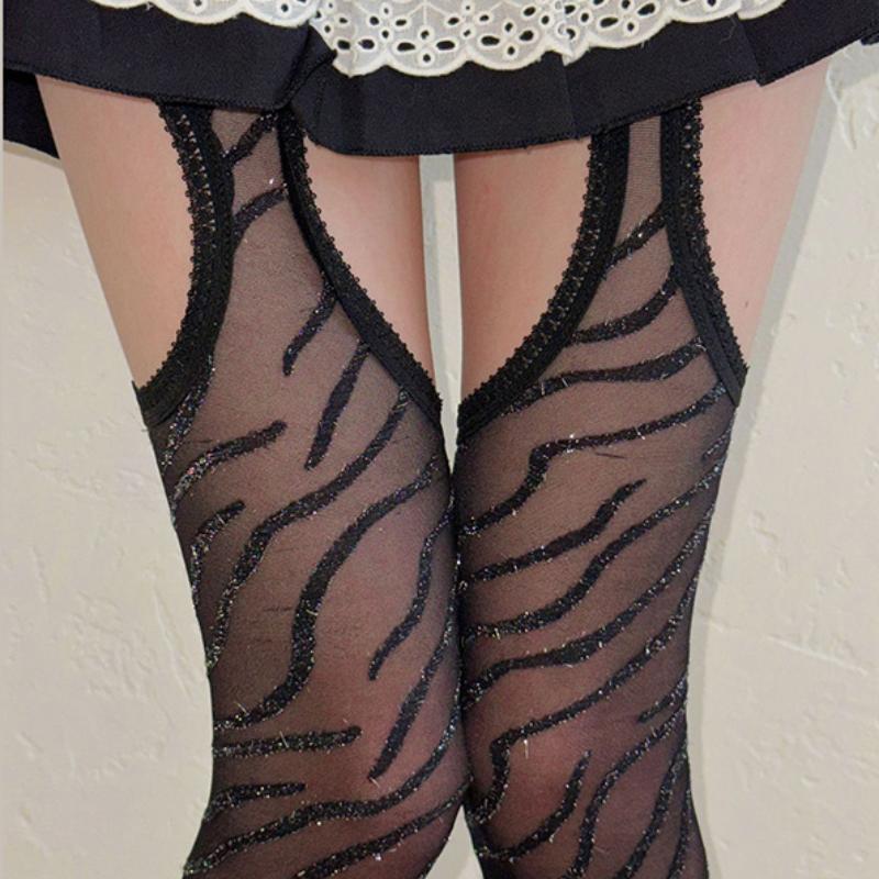 White Sexy Stockings Women's Long Socks With Belt Suspender Wide-banded Tights Lolita Thigh Highs Garters Over The Knee Socks