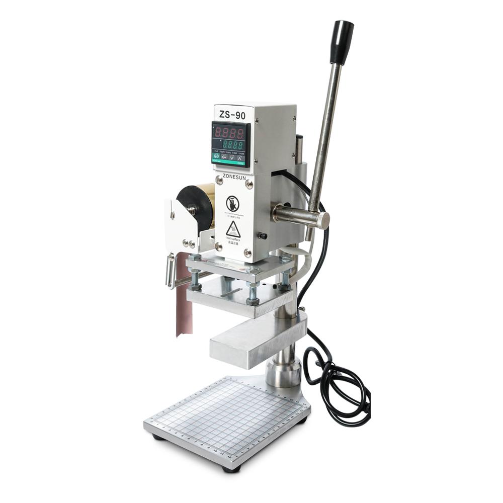 ZONESUN Two Work Plate Hot Foil Stamping Machine Manual Bronzing Machine for PVC Card leather and paper stamping machine 110-volt aluminum plate