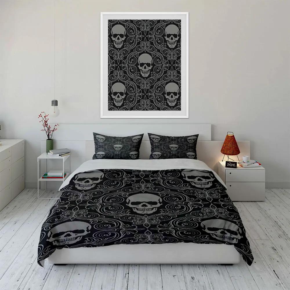 "Skull Pattern Three-Piece Set" Multiple sizes kid's and adults' bedroom Exquisite 3PC bedding set gift