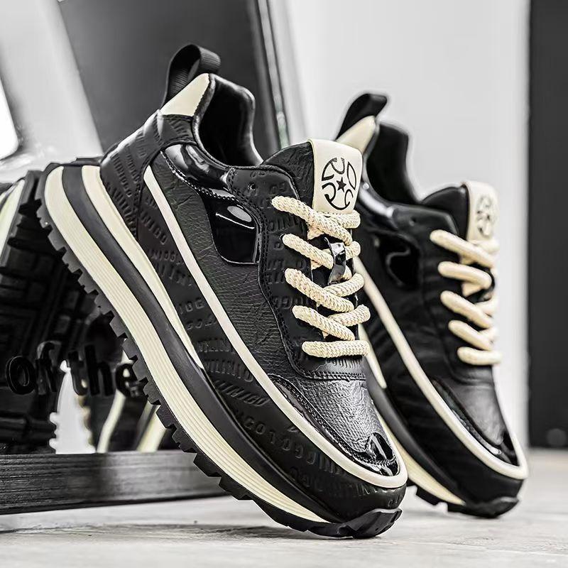 

Men s shoes 2025 new spring trend men s casual shoes non-slip and wear-resistant platform dad shoes breathable sports shoes 44 чорний