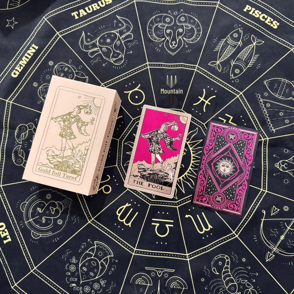 Gold Foil Waterproof PVC Tarot Cards - Color Printed Table Game with Hot Stamping