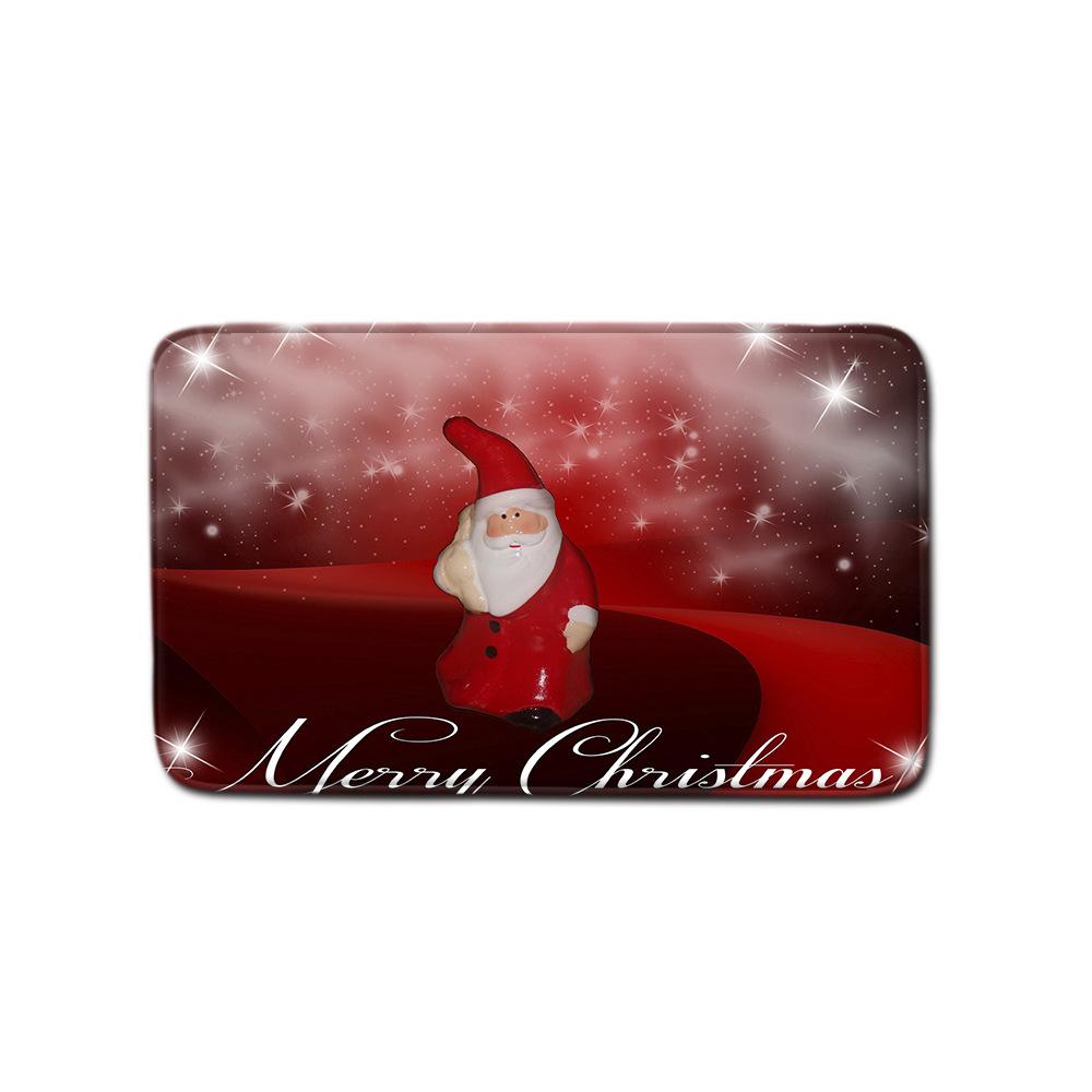 Christmas Shower Curtain Floor Mat Combination Four-Piece Set Bathroom Toilet Carpet Shower Room Mat Foot Mat