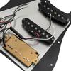 Musiclily Basic 11-Hole Pre-Wired Stratocaster Pickguard with SSH Alnico 5 Pickup Set for Fender ST Stratocaster Electric Guitar, Black, 3-Piece Set