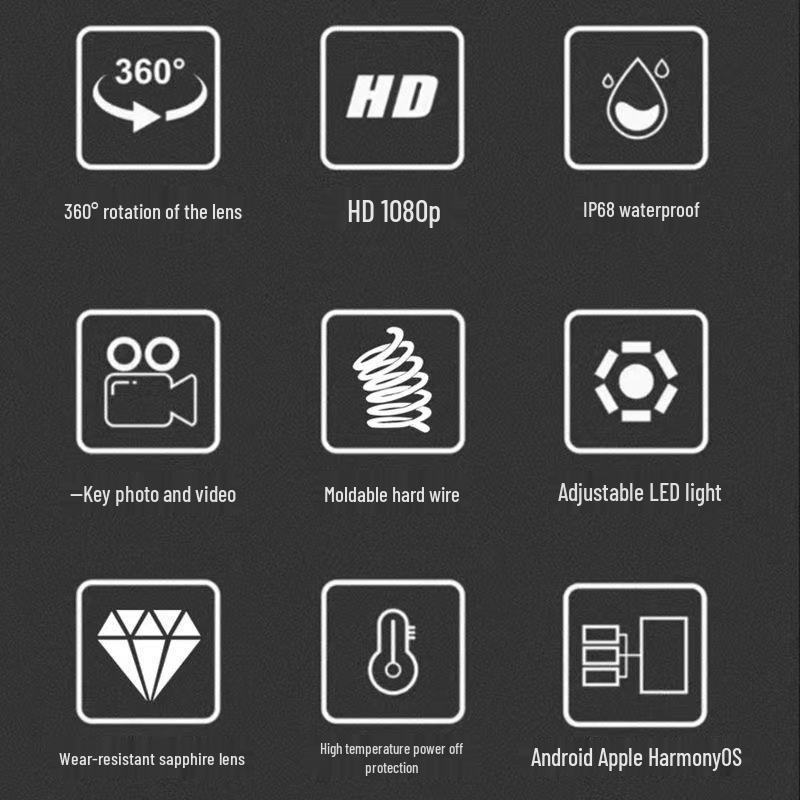 HD 360° Rotating Endoscope Camera for Automotive and Industrial Use