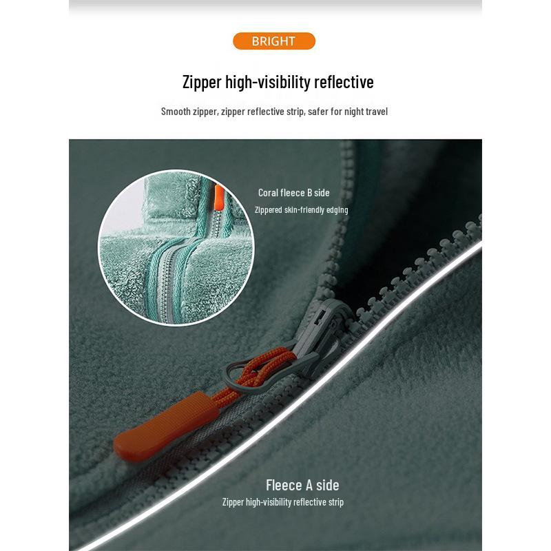 Dámská oboustranná bunda z velbloudí vlny Huagang - Podzimní/zimní silný kardigan z korálového fleecu