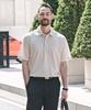 Stico Diems Premium Cooling Linen Collared Short Sleeve T-Shirt_Ivory (Classic Fit)_Dtsxb09Csi