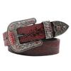 Retro Rhinestone Embossed Belt Men'S First Layer Cowhide Board Buckle Belt Hard Cowhide Rock Style Metal Rivet Belt