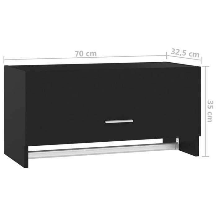 VidaXL Garde-robe Noir 70x32,5x35 cm Aggloméré