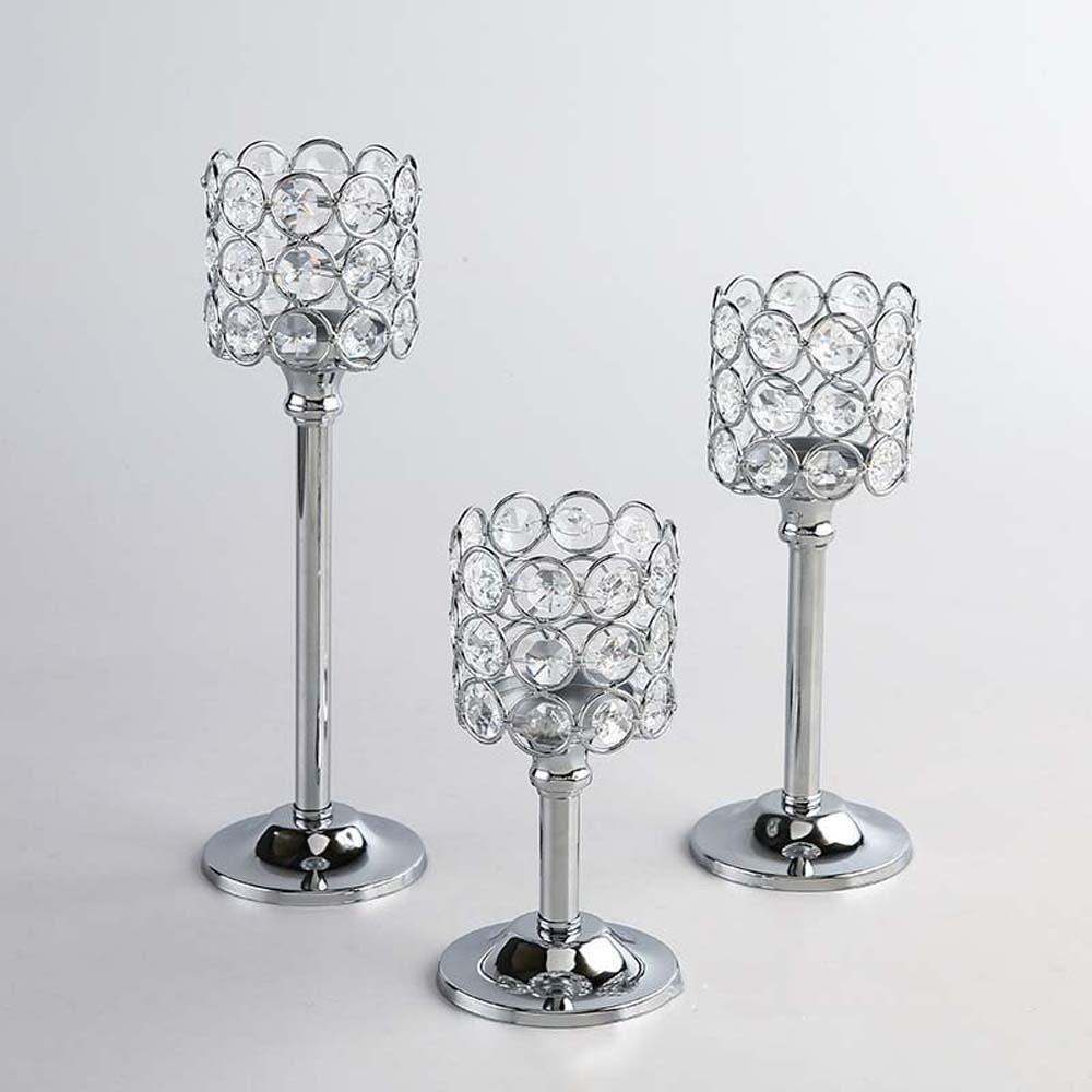 Hollow Crystal Candle Holder Romantic Craft Candelabra Wrought Iron Candlestick Home Wedding